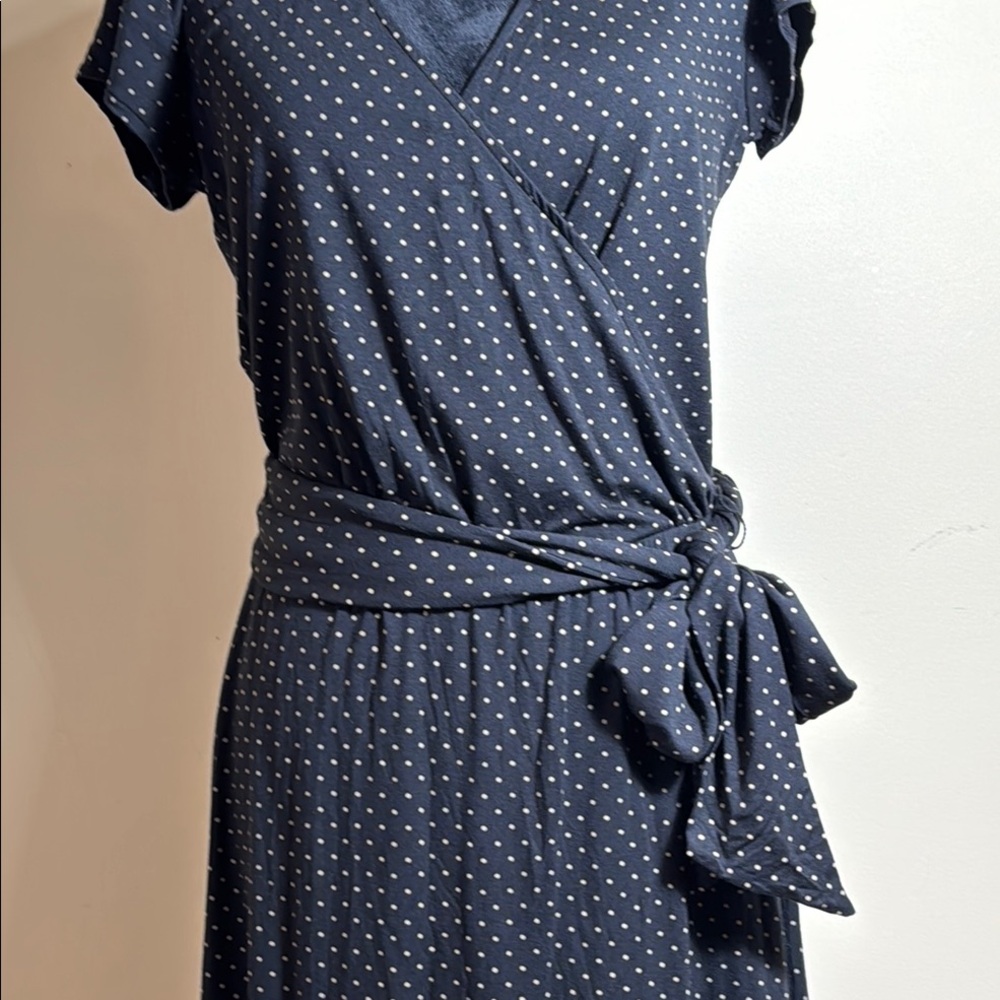 New York & Company Dress Black Polka Dot Faux Wrap Midi in Size M NWT - Picture 5 of 11